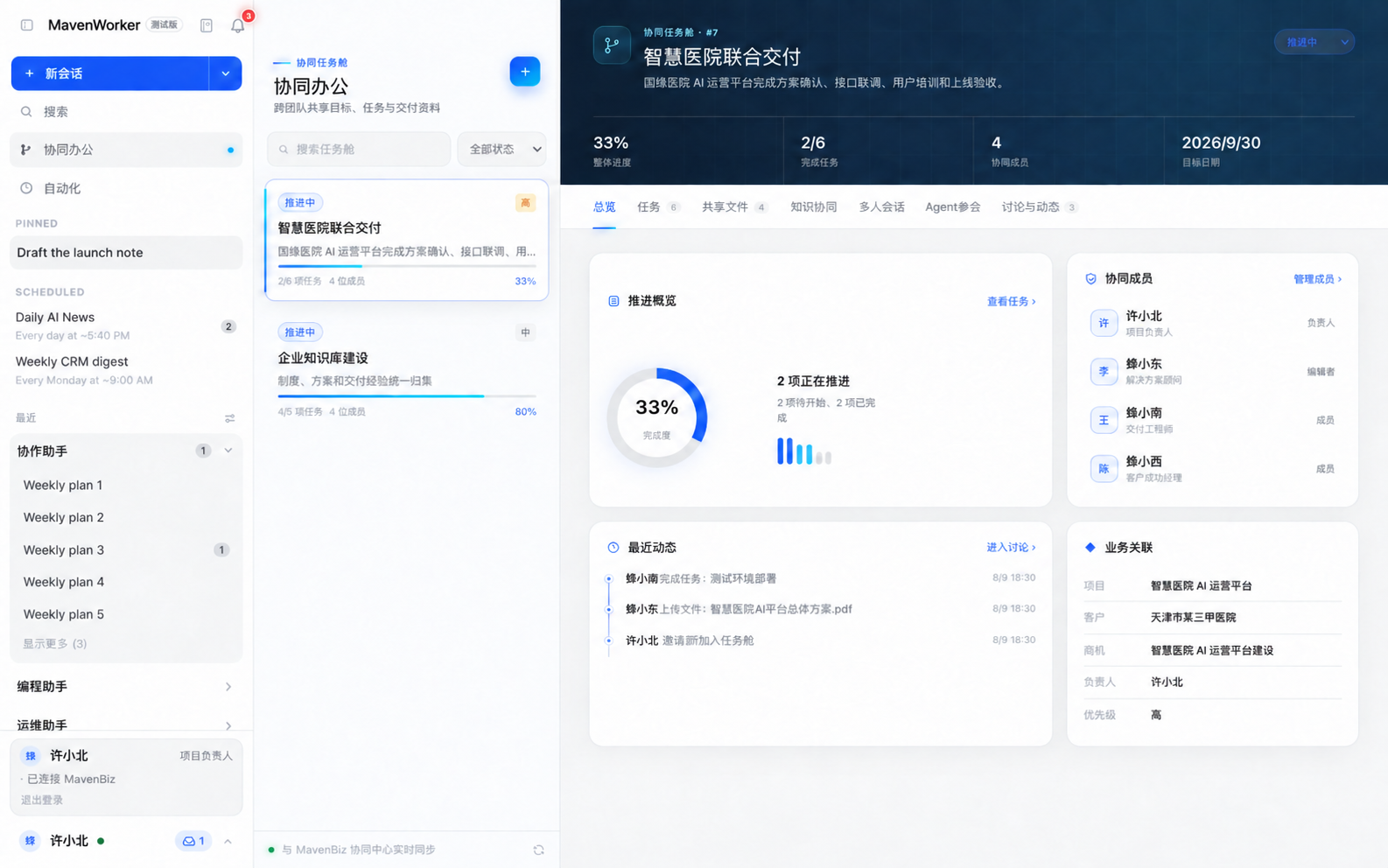 MavenWorker 团队空间产品界面
